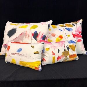 PAIRS Pierre Frey Artsy 18x24 and 10x16 abstract art studio craft pillows